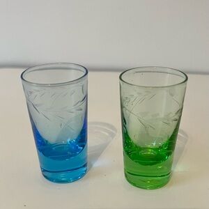 Elegant Blue and Green Glass Shot Glass Set